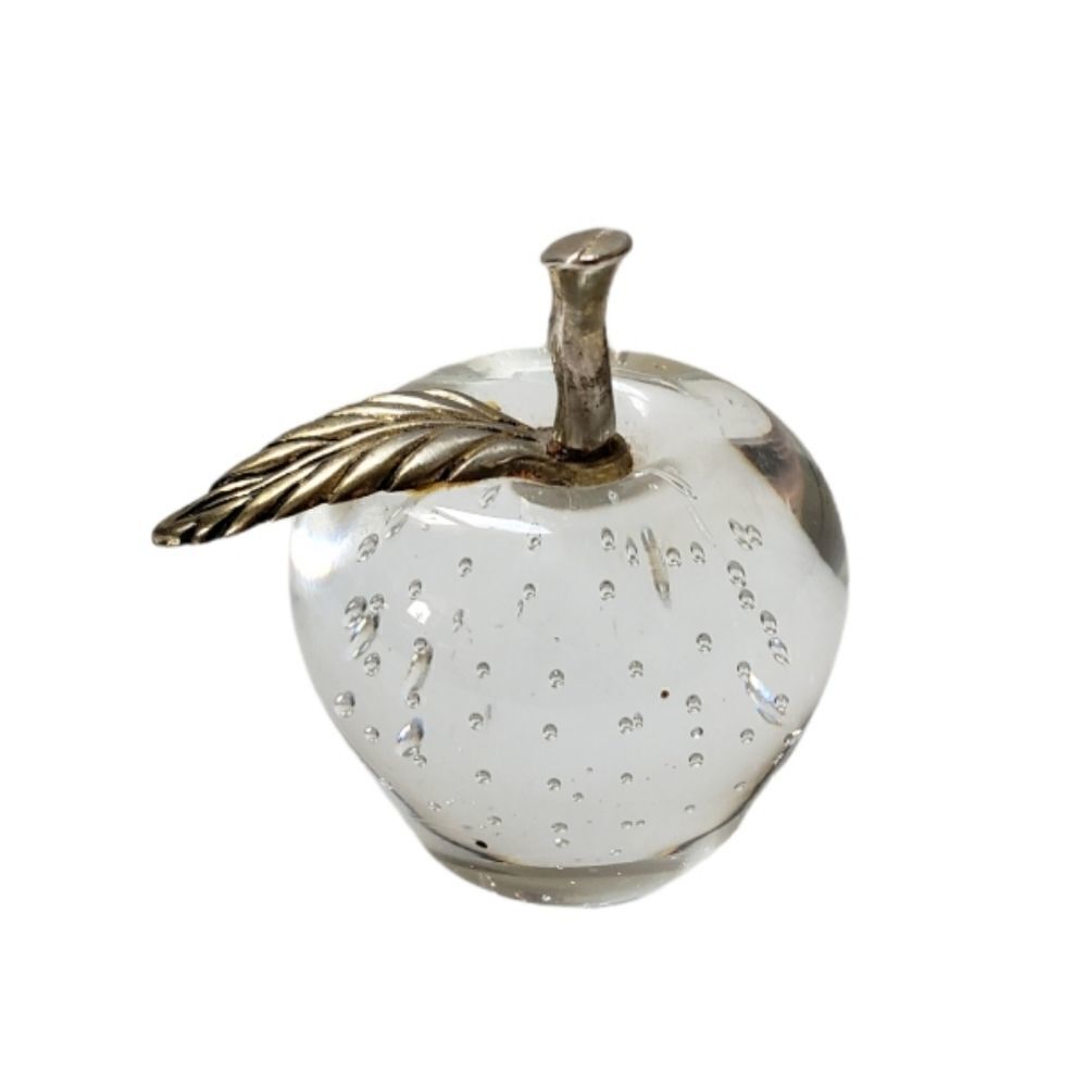 Glass Apple Paperweight 
